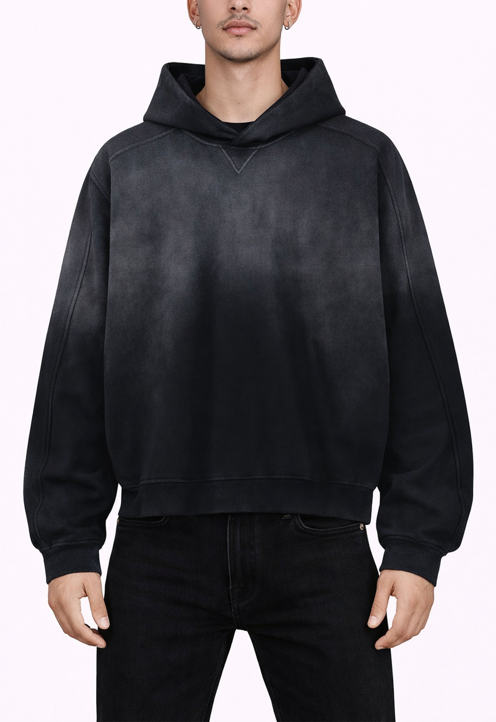 NOIR CONTRAST PANEL HOODIE hoodies | STREETWEAR APPAREL | UNDEVELOPED