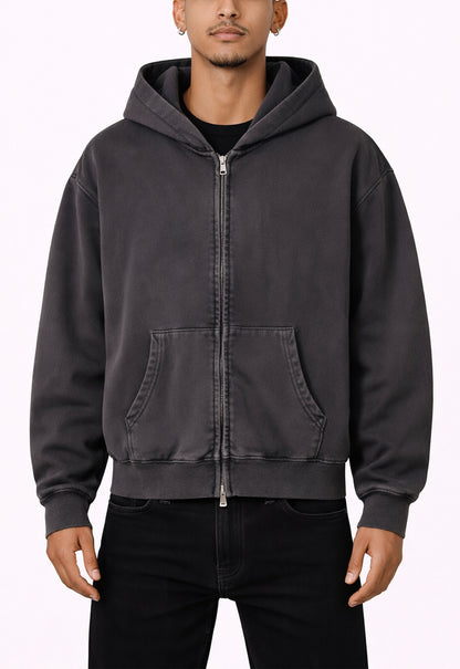 GREY VINTAGE WASH ZIP HOODIE hoodies | STREETWEAR APPAREL | UNDEVELOPED