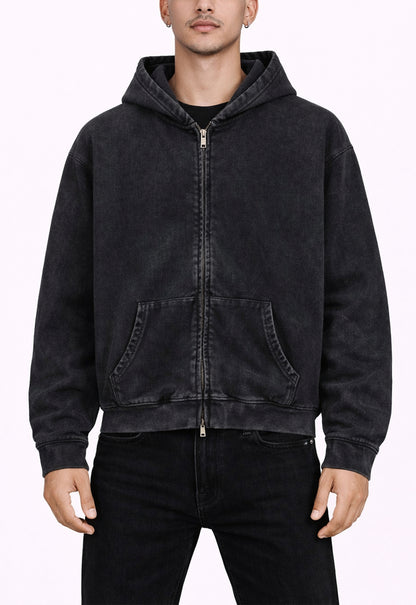 NOIR VINTAGE WASH ZIP HOODIE hoodies | STREETWEAR APPAREL | UNDEVELOPED