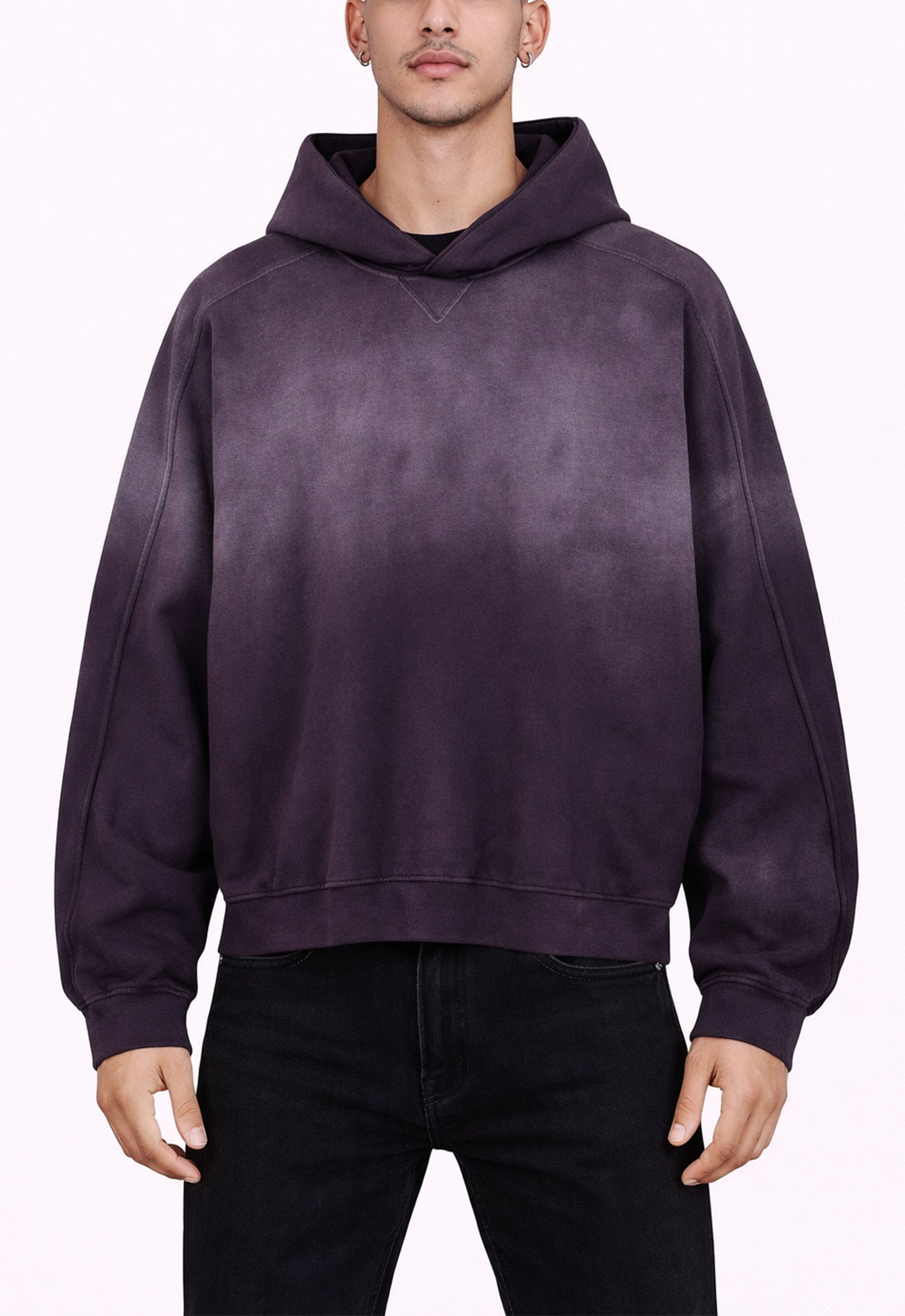 PLUM CONTRAST PANEL HOODIE hoodies | STREETWEAR APPAREL | UNDEVELOPED