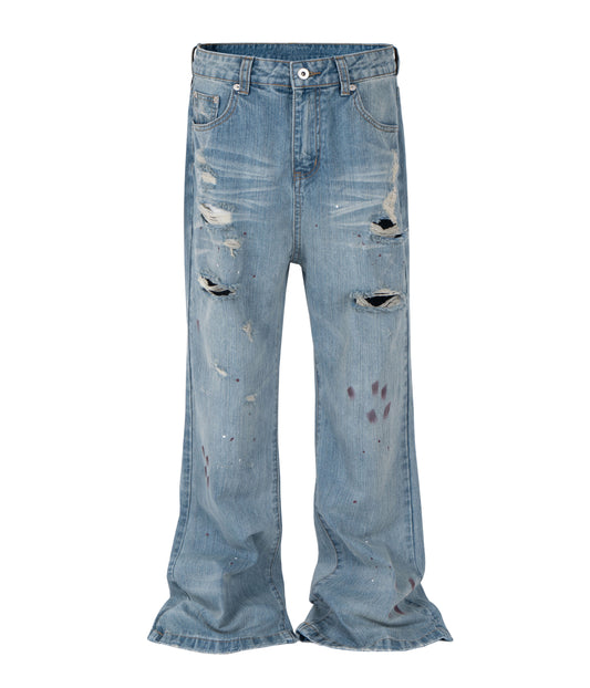 SKY WIDEBOY SPLATTER FLARE DENIM | UNDEVELOPED