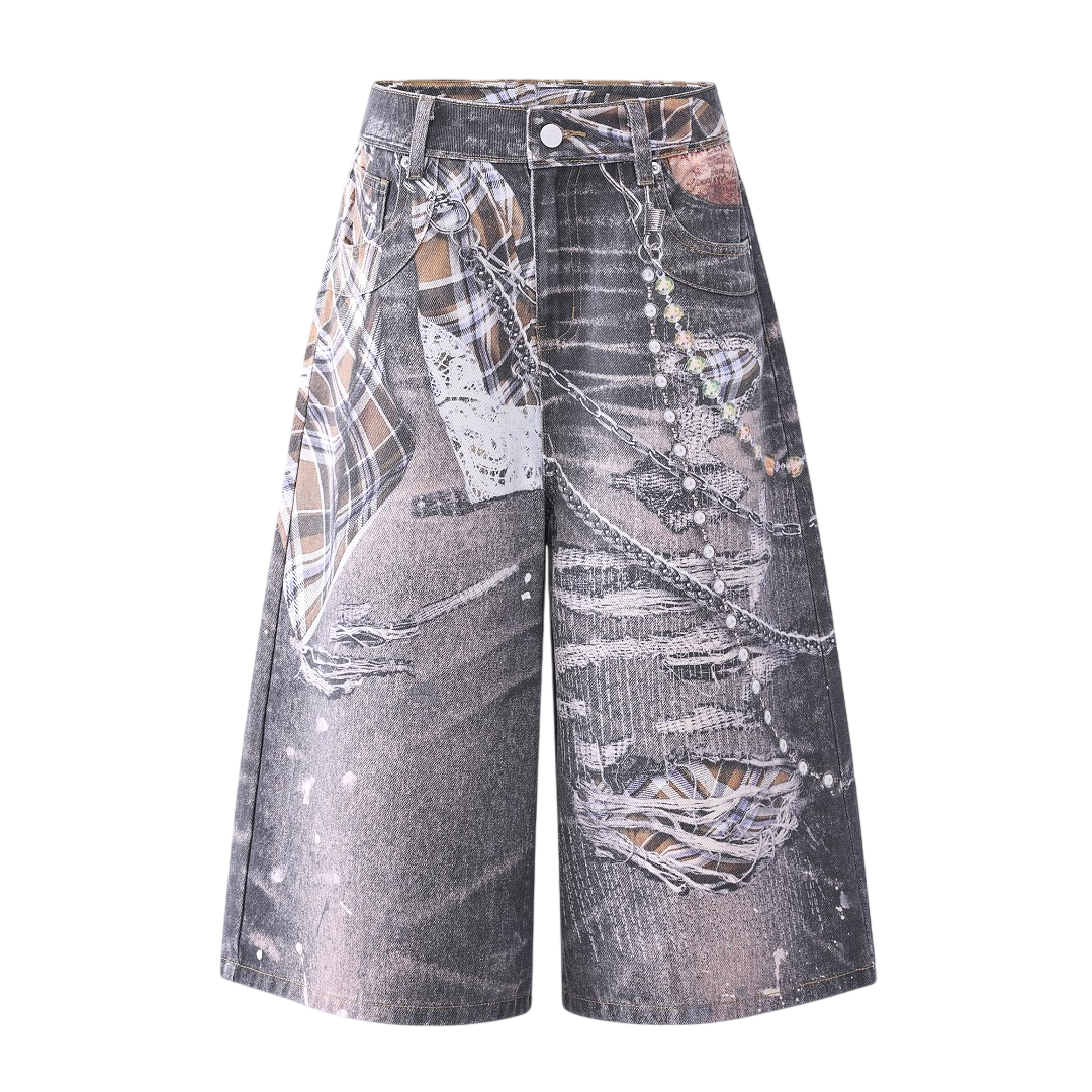 RAG BEADED DENIM SHORTS Denim | STREETWEAR APPAREL | UNDEVELOPED