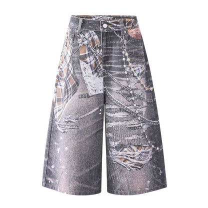 RAG BEADED DENIM SHORTS Denim | STREETWEAR APPAREL | UNDEVELOPED