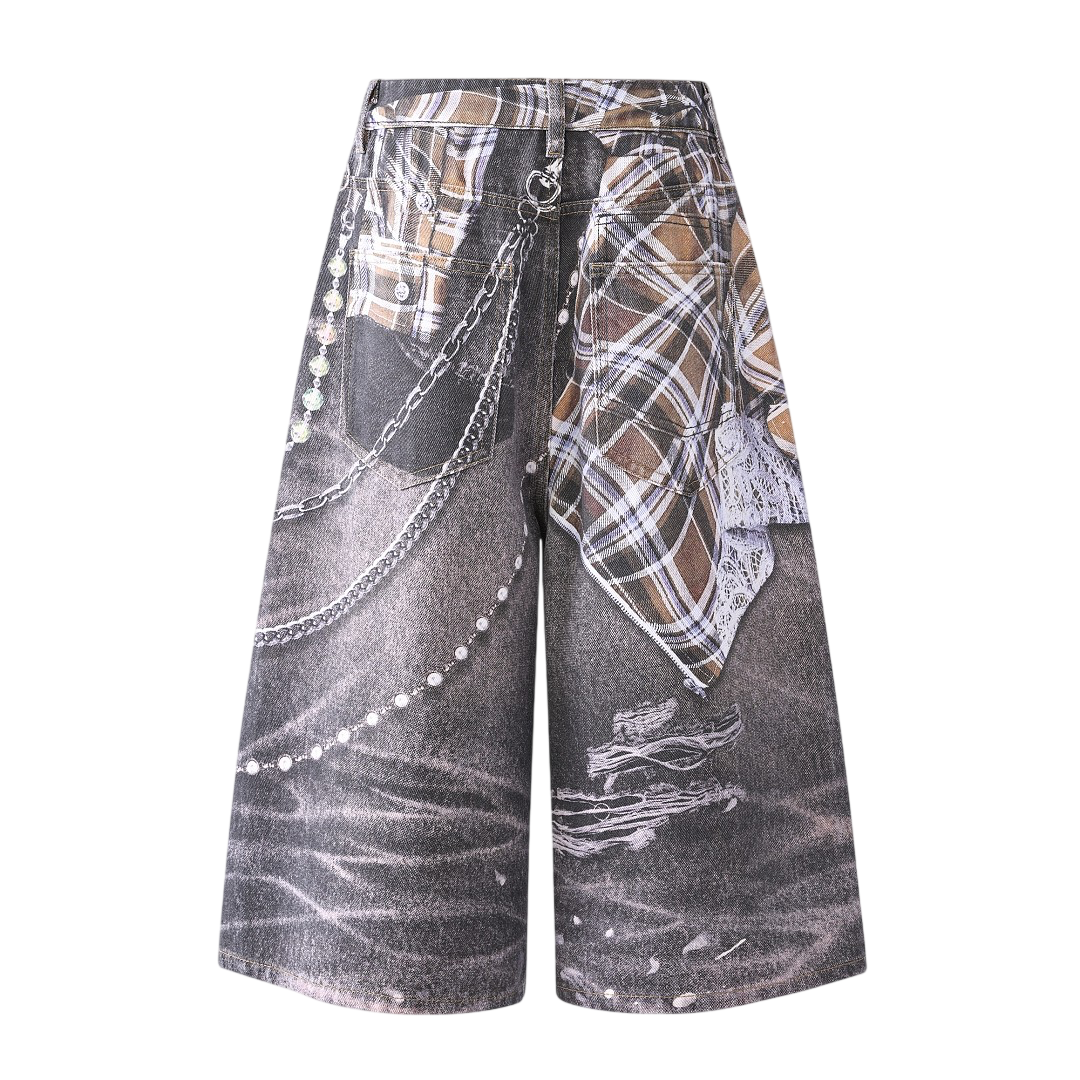 RAG BEADED DENIM SHORTS Denim | STREETWEAR APPAREL | UNDEVELOPED