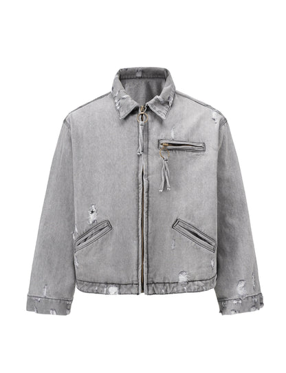 GREY ZIP DENIM JACKET | STREETWEAR APPAREL | UNDEVELOPED