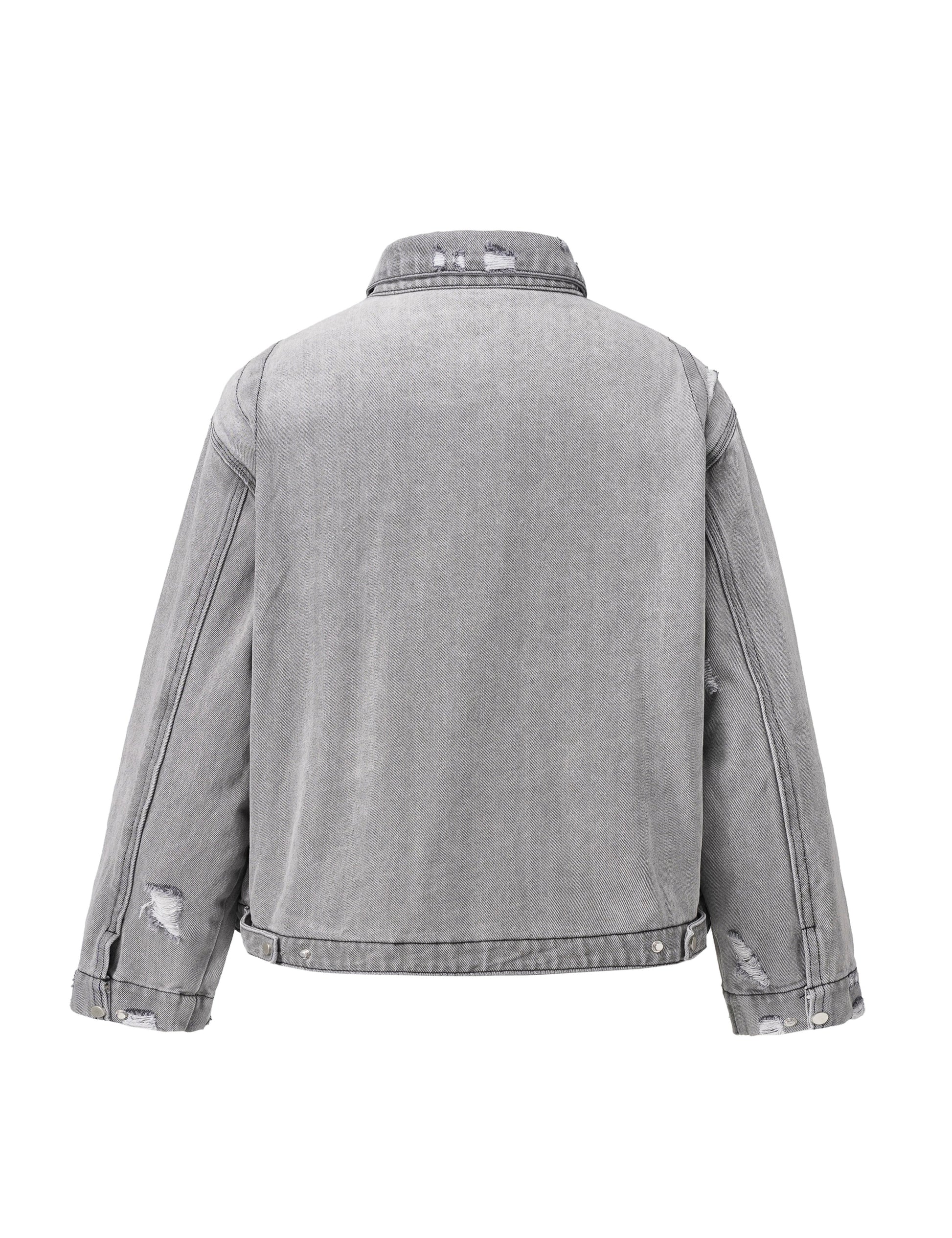 GREY ZIP DENIM JACKET | STREETWEAR APPAREL | UNDEVELOPED