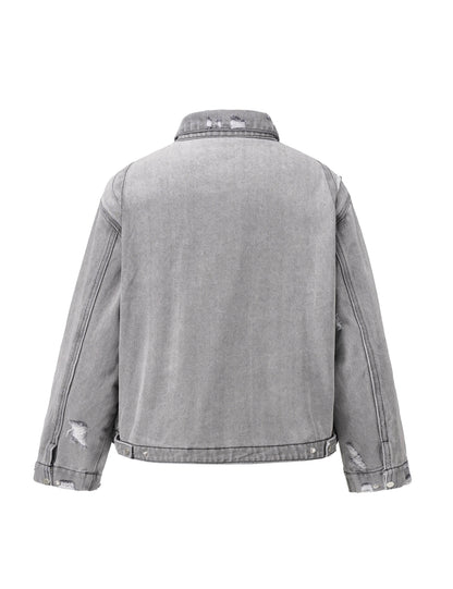 GREY ZIP DENIM JACKET | STREETWEAR APPAREL | UNDEVELOPED