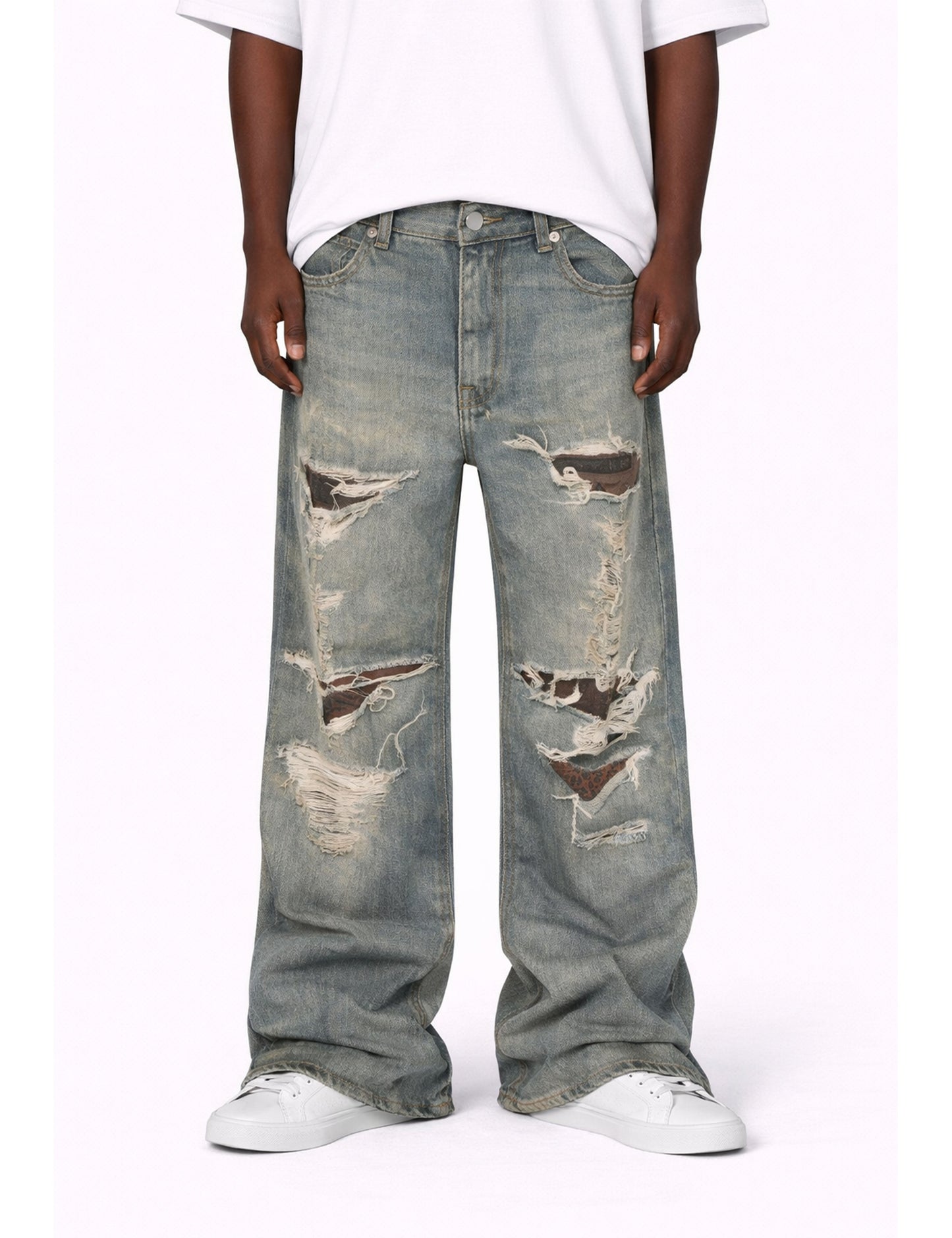 WIDEBOY DISTRESS PRINT DENIM denim | STREETWEAR APPAREL | UNDEVELOPED
