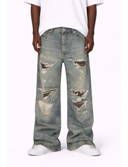 WIDEBOY DISTRESS PRINT DENIM denim | STREETWEAR APPAREL | UNDEVELOPED