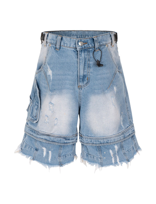 AZUL DISTRESSED CARGO SHORTS Cargo Shorts | STREETWEAR APPAREL | UNDEVELOPED