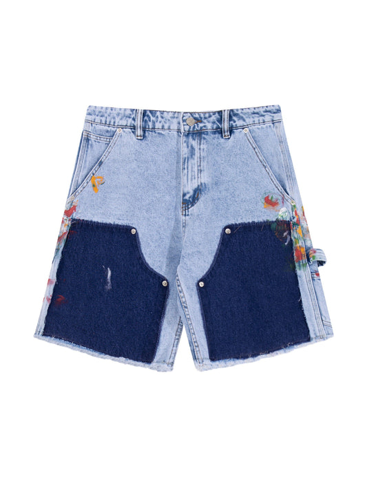 AZUL SPLIT PAINTERS SHORTS Denim Shorts | STREETWEAR APPAREL | UNDEVELOPED