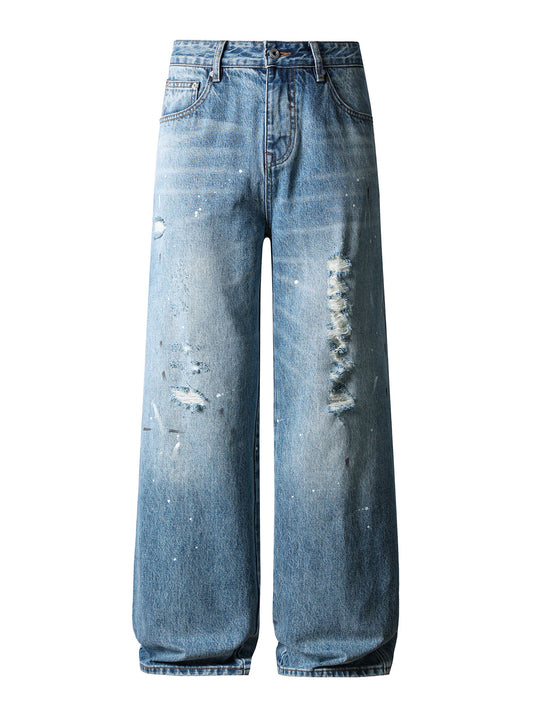LIGHT WASH DISTRESSED BAGGY DENIM | STREETWEAR APPAREL | UNDEVELOPED