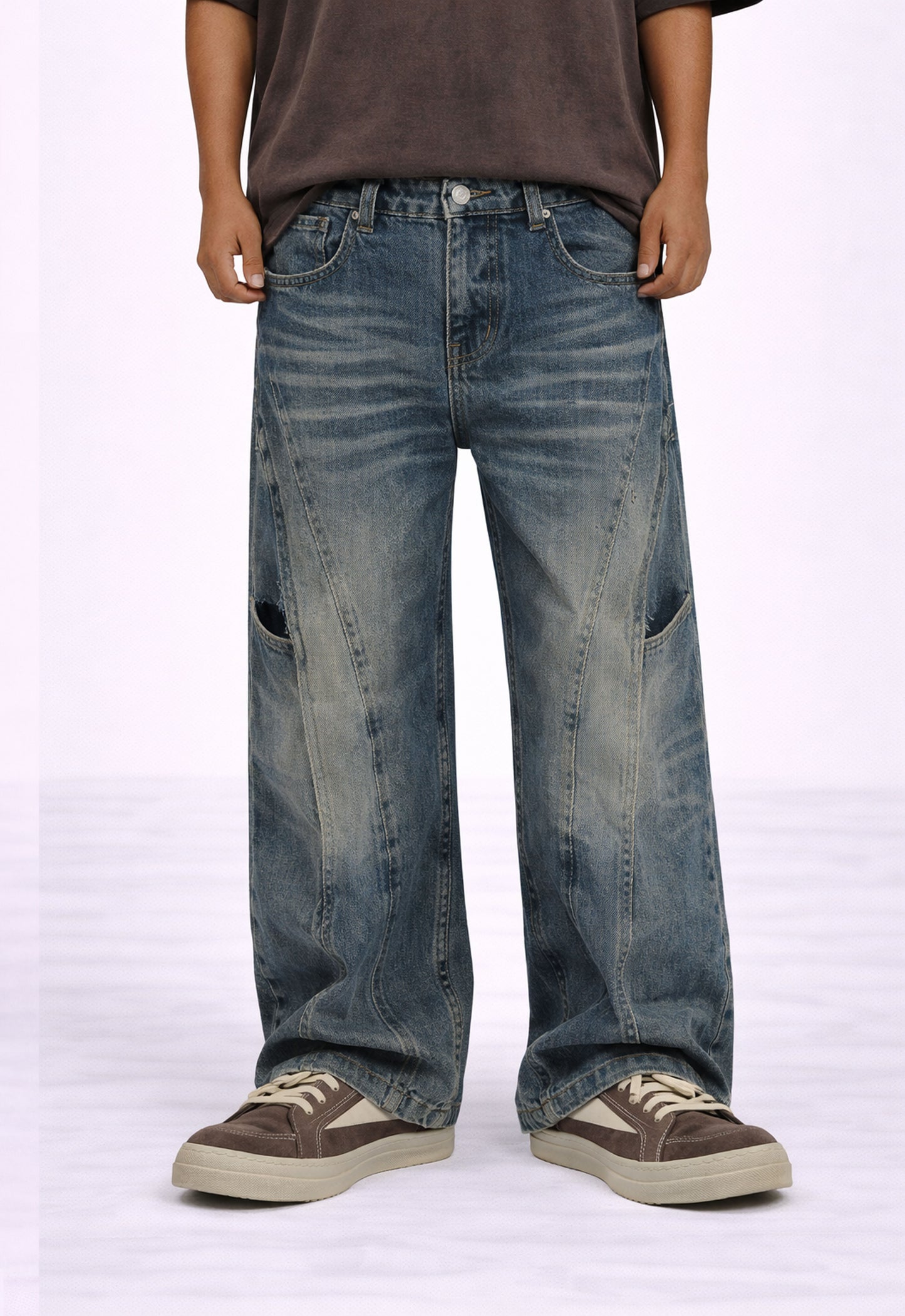 WIDEBOY CONTRAST PANEL DENIM denim | STREETWEAR APPAREL | UNDEVELOPED