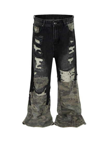 NOIR SCAB CAMO FLARE DENIM Denim | STREETWEAR APPAREL | UNDEVELOPED