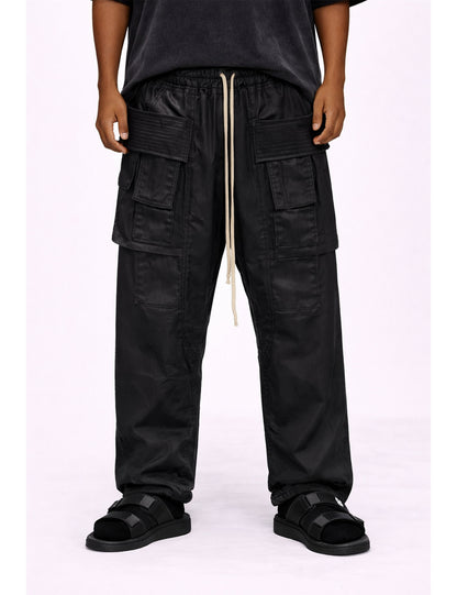 WAXED DROP-CROTCH DRAWSTRING CARGO PANTS Cargo Pants | STREETWEAR APPAREL | UNDEVELOPED