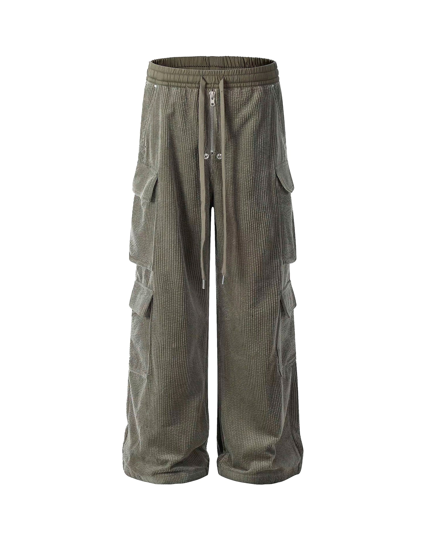 GREY CORDUROY DRAWSTRING CARGO PANTS Cargo Pants | STREETWEAR APPAREL | UNDEVELOPED