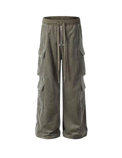 GREY CORDUROY DRAWSTRING CARGO PANTS Cargo Pants | STREETWEAR APPAREL | UNDEVELOPED