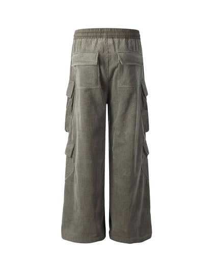 GREY CORDUROY DRAWSTRING CARGO PANTS Cargo Pants | STREETWEAR APPAREL | UNDEVELOPED