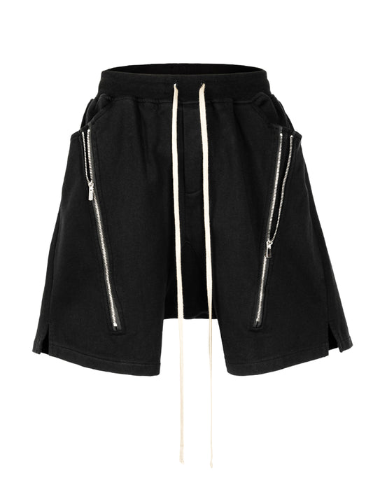 NOIR ZIP DRAWSTRING CARGO SHORTS