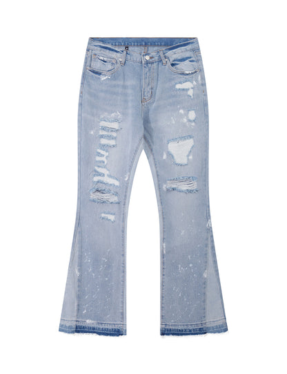 SKY DISTRESSED SPLIT FLARE DENIM Denim | STREETWEAR APPAREL | UNDEVELOPED