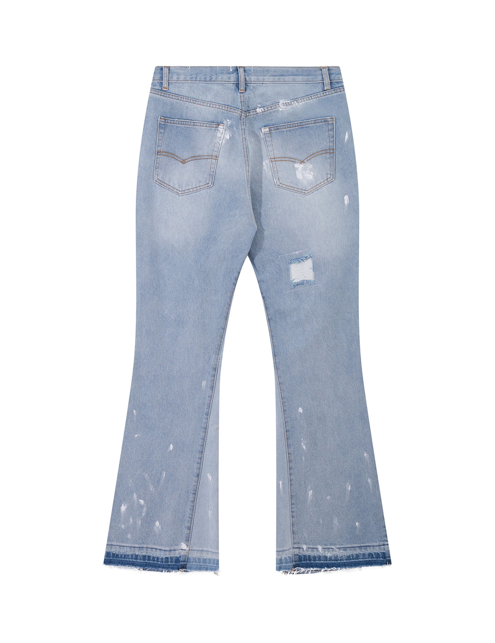 SKY DISTRESSED SPLIT FLARE DENIM Denim | STREETWEAR APPAREL | UNDEVELOPED