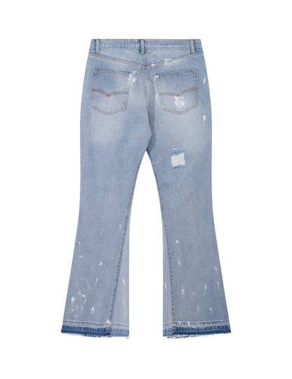 SKY DISTRESSED SPLIT FLARE DENIM Denim | STREETWEAR APPAREL | UNDEVELOPED