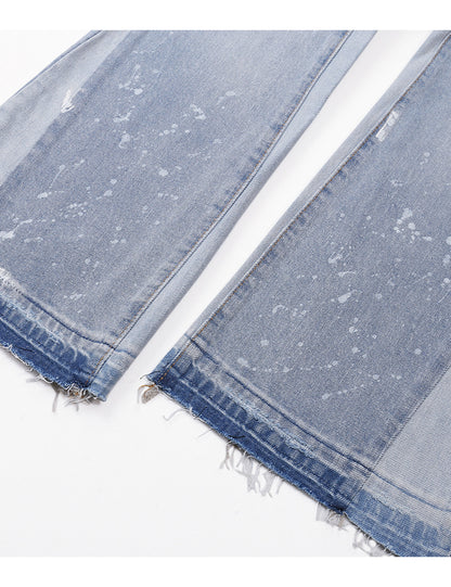 SKY DISTRESSED SPLIT FLARE DENIM Denim | STREETWEAR APPAREL | UNDEVELOPED