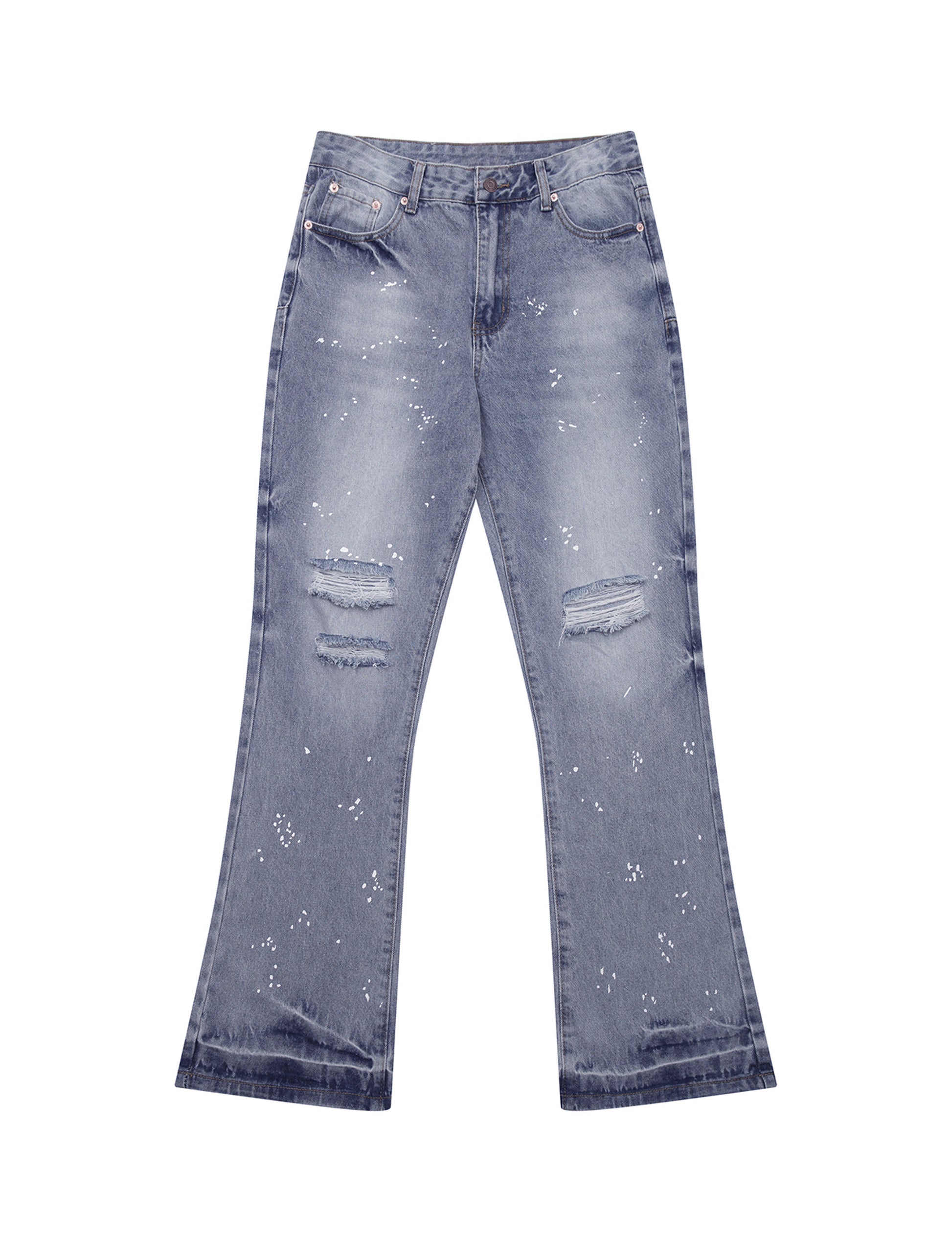AZUL DISTRESSED SPLIT FLARE DENIM Denim | STREETWEAR APPAREL | UNDEVELOPED