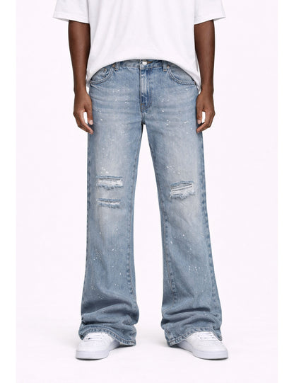 AZUL DISTRESSED SPLIT FLARE DENIM Denim | STREETWEAR APPAREL | UNDEVELOPED