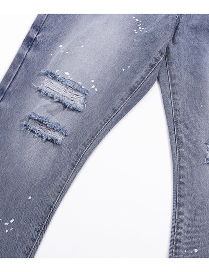 AZUL DISTRESSED SPLIT FLARE DENIM Denim | STREETWEAR APPAREL | UNDEVELOPED