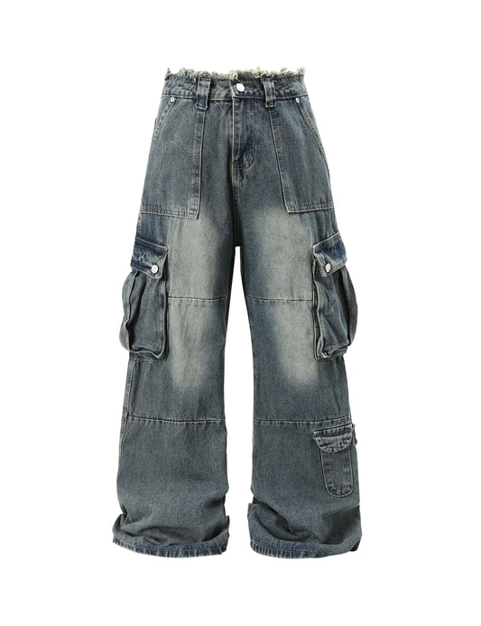 AZUL DISTRESSED CARGO DENIM Cargo Pants | STREETWEAR APPAREL | UNDEVELOPED
