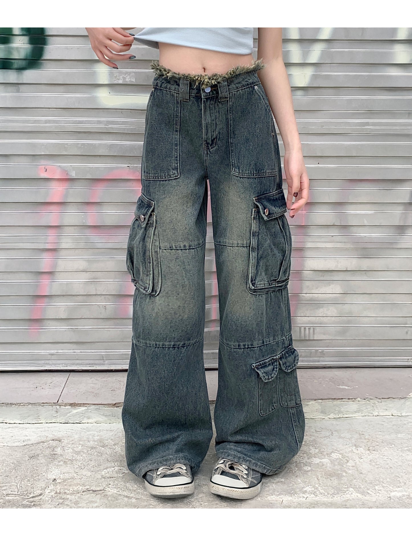 AZUL DISTRESSED CARGO DENIM Cargo Pants | STREETWEAR APPAREL | UNDEVELOPED