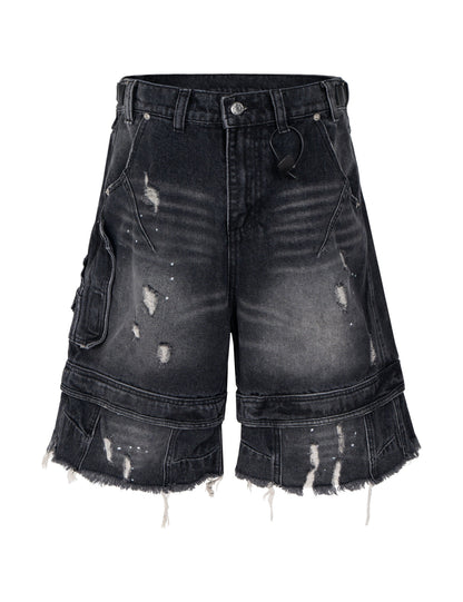 NOIR DISTRESSED CARGO SHORTS Cargo Shorts | STREETWEAR APPAREL | UNDEVELOPED