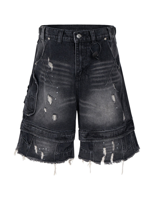 NOIR DISTRESSED CARGO SHORTS Cargo Shorts | STREETWEAR APPAREL | UNDEVELOPED