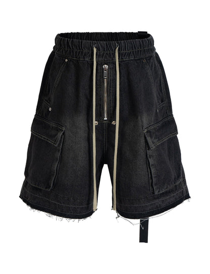 NOIR DRAWSTRING DENIM CARGO Denim Shorts | STREETWEAR APPAREL | UNDEVELOPED
