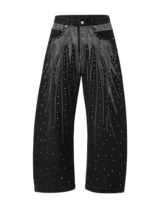NOIR FLORAL RHINESTONE DENIM Denim | STREETWEAR APPAREL | UNDEVELOPED