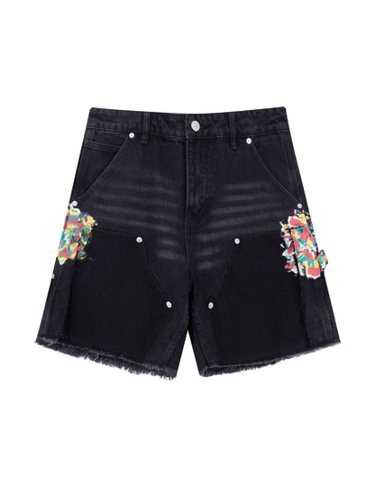 NOIR SPLIT PAINTERS SHORTS Denim Shorts | STREETWEAR APPAREL | UNDEVELOPED