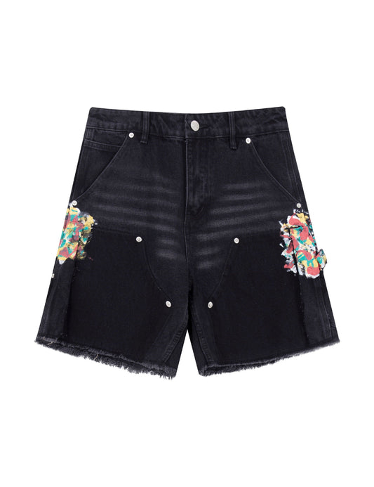 NOIR SPLIT PAINTERS SHORTS Denim Shorts | STREETWEAR APPAREL | UNDEVELOPED