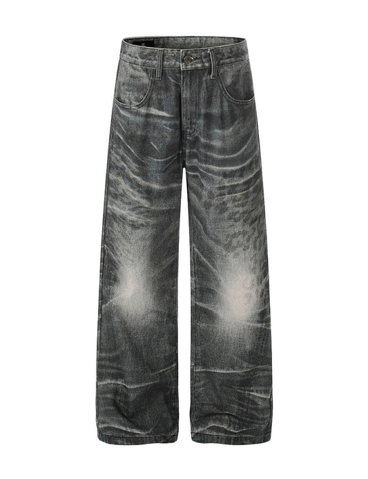 Noir Marble Denim by UNDEVELOPED — streetwear denim, front view