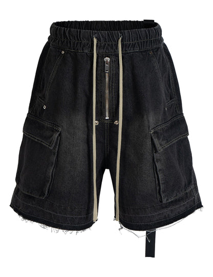 NOIR DRAWSTRING DENIM CARGO Denim Shorts | STREETWEAR APPAREL | UNDEVELOPED
