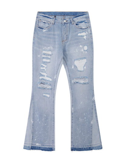 SKY DISTRESSED SPLIT FLARE DENIM Denim | STREETWEAR APPAREL | UNDEVELOPED