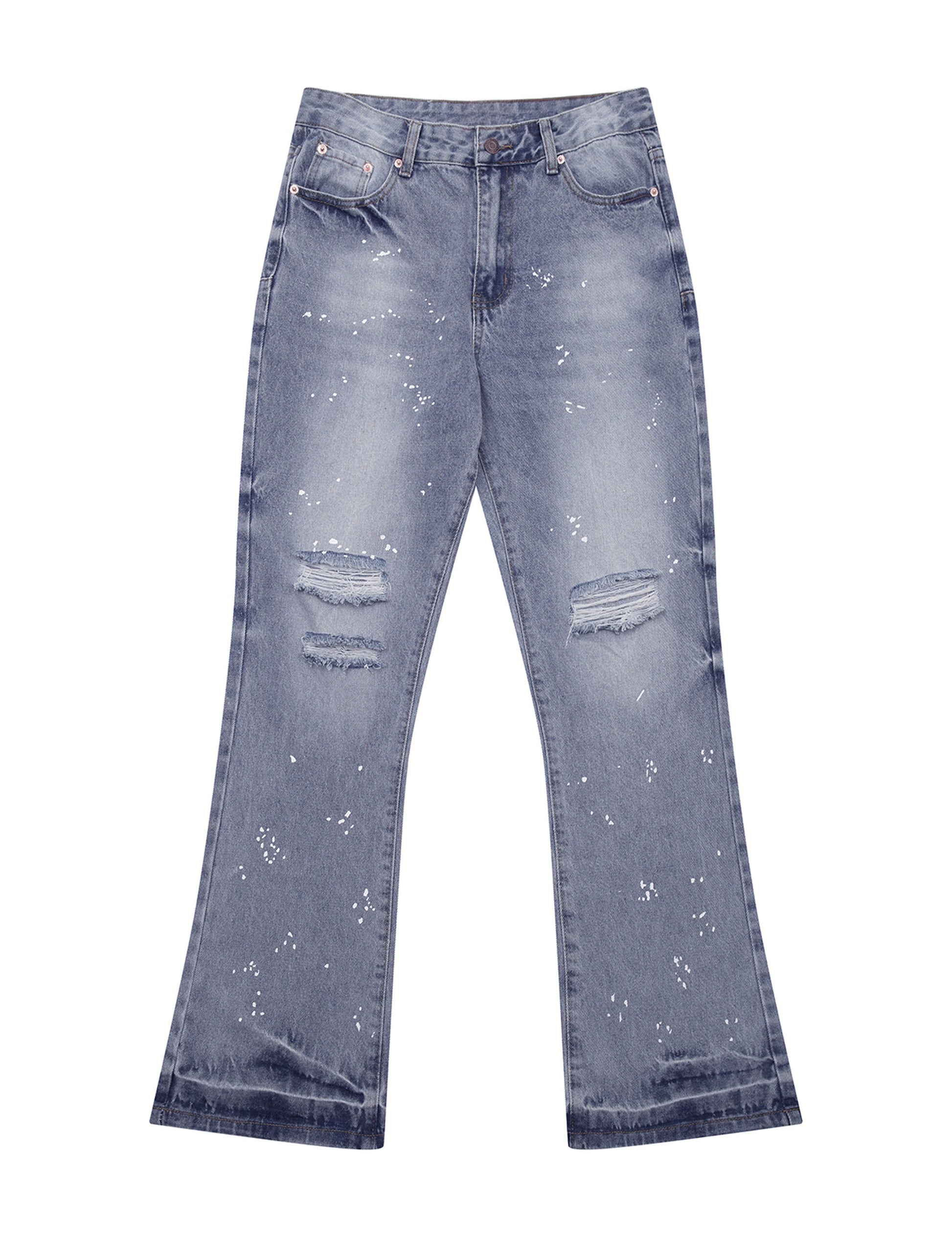 AZUL DISTRESSED SPLIT FLARE DENIM Denim | STREETWEAR APPAREL | UNDEVELOPED