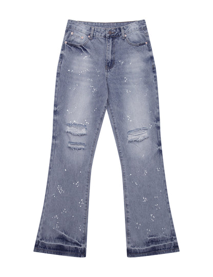 AZUL DISTRESSED SPLIT FLARE DENIM Denim | STREETWEAR APPAREL | UNDEVELOPED