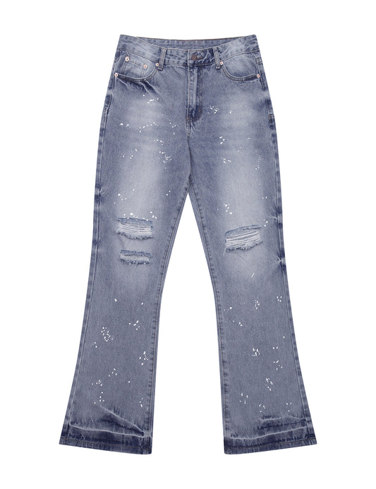 AZUL DISTRESSED SPLIT FLARE DENIM Denim | STREETWEAR APPAREL | UNDEVELOPED