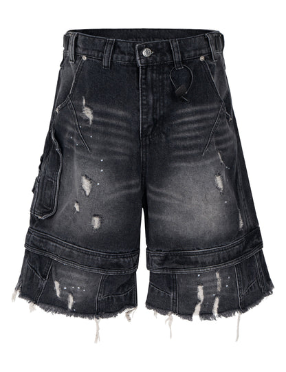 NOIR DISTRESSED CARGO SHORTS Cargo Shorts | STREETWEAR APPAREL | UNDEVELOPED