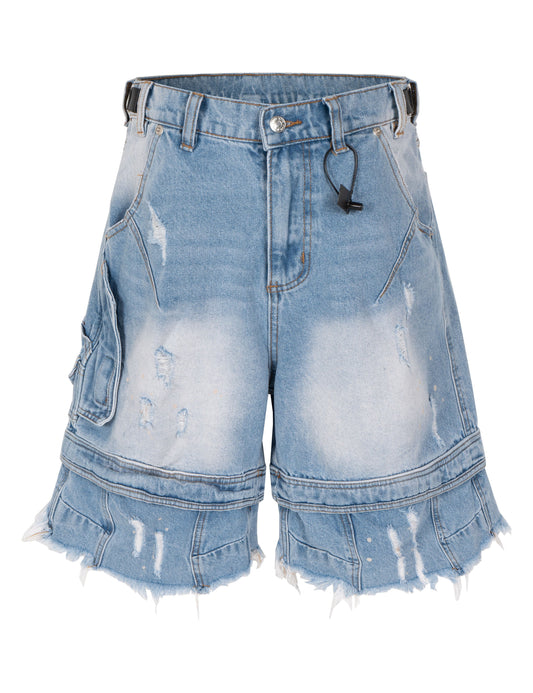 AZUL DISTRESSED CARGO SHORTS Cargo Shorts | STREETWEAR APPAREL | UNDEVELOPED