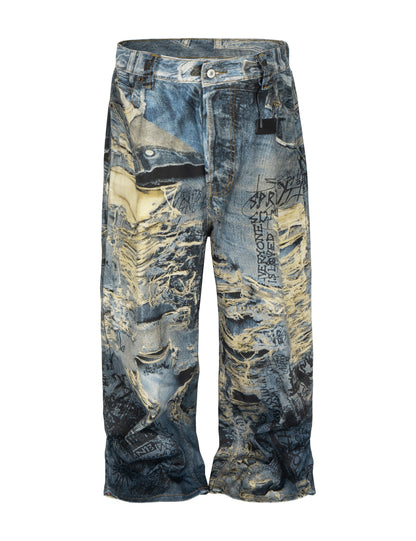 WIDEBOY DISTRESSED GRAFFITI DENIM Denim | STREETWEAR APPAREL | UNDEVELOPED
