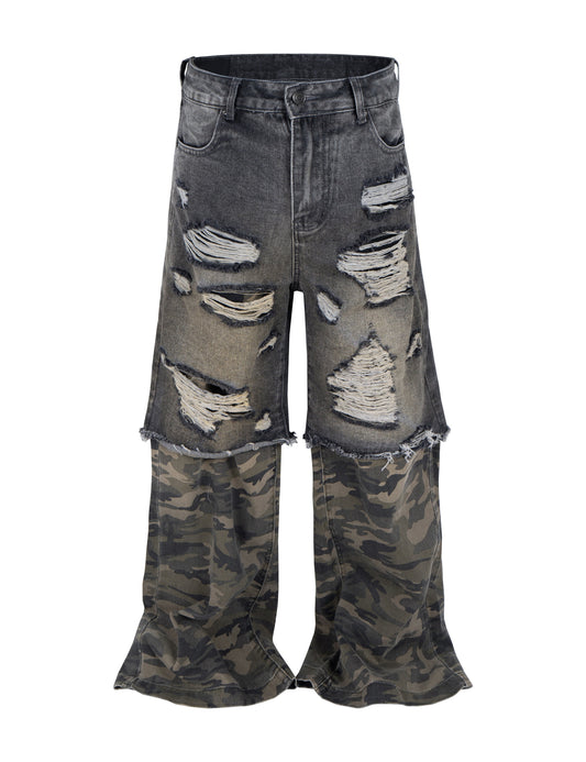 DISTRESSED SPLIT CAMO DENIM Denim | STREETWEAR APPAREL | UNDEVELOPED
