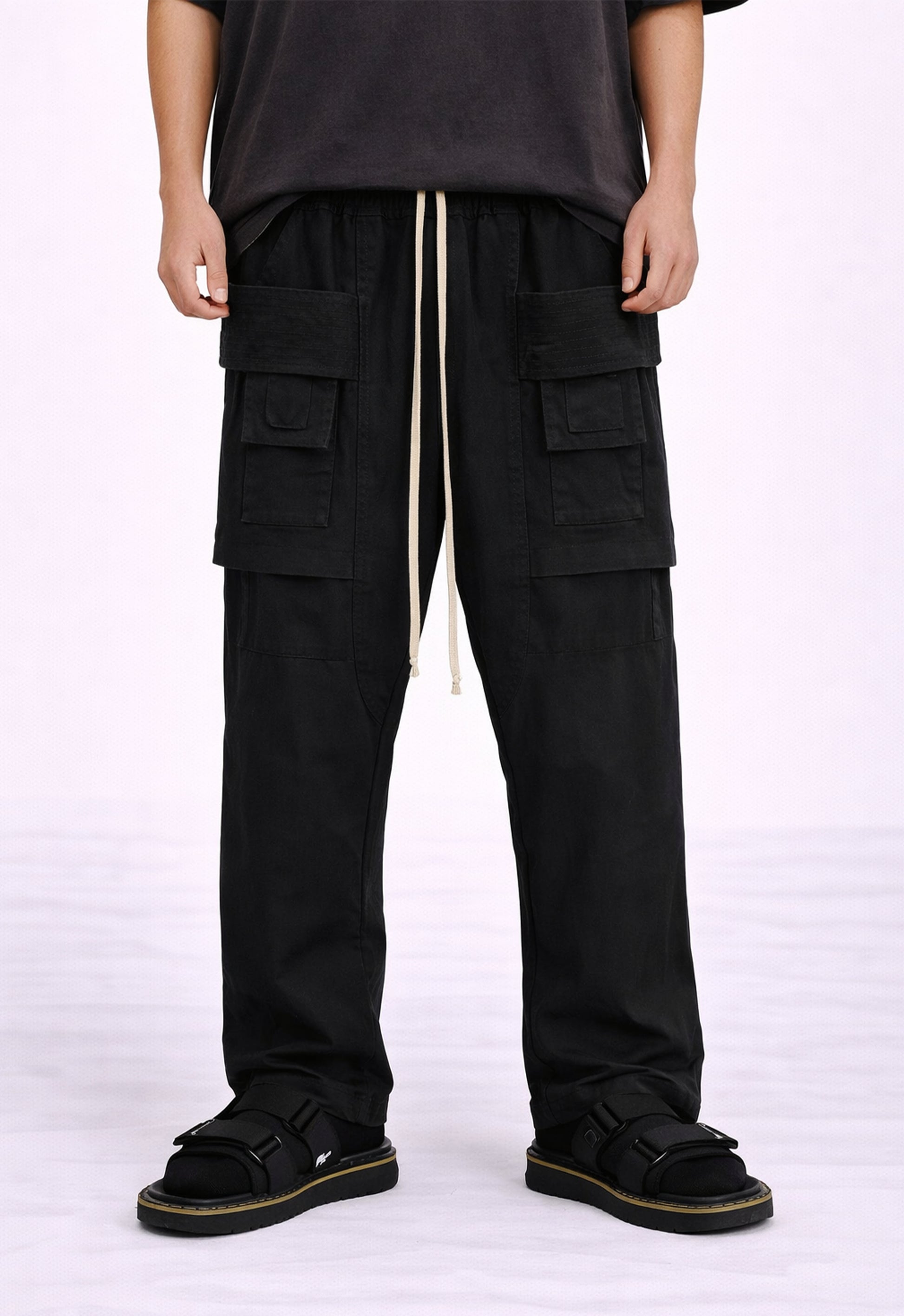 NOIR DROP-CROTCH DRAWSTRING CARGO PANTS cargo pants | STREETWEAR APPAREL | UNDEVELOPED