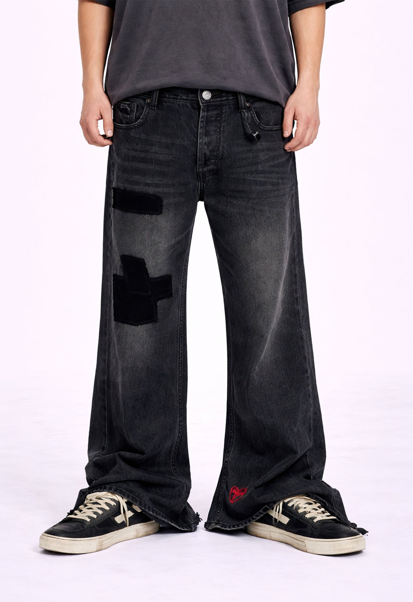 DARK PATCHWORK FLARE DENIM Denim | STREETWEAR APPAREL | UNDEVELOPED